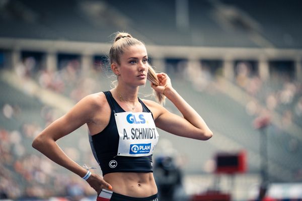 Alica Schmidt (SCC Berlin) waehrend der deutschen Leichtathletik-Meisterschaften im Olympiastadion am 25.06.2022 in Berlin